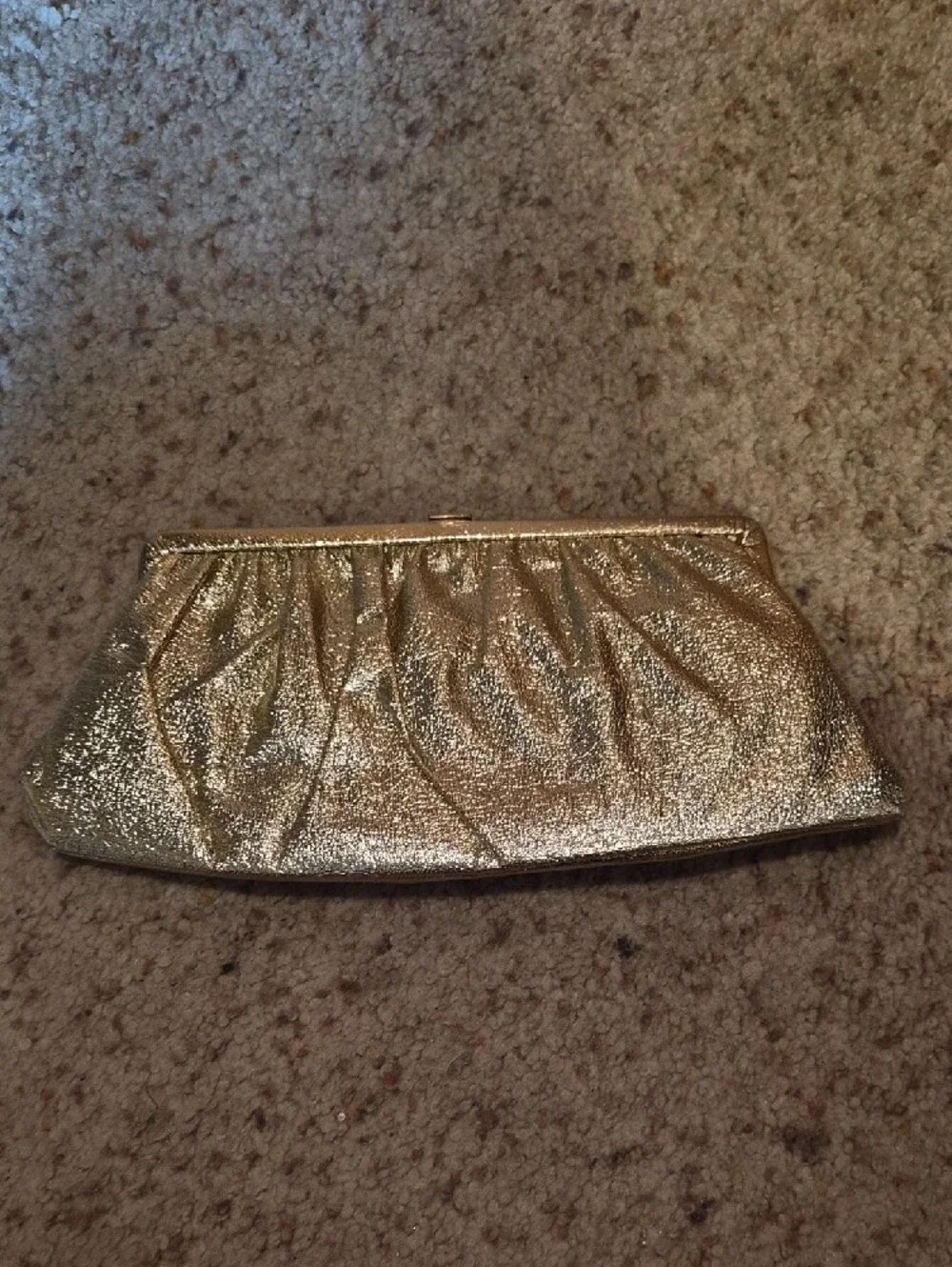 Vintage 1960s Gold Metallic Evening Clutch — Unbranded